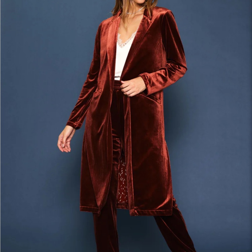 Skies Are Blue Velvet Duster Jacket